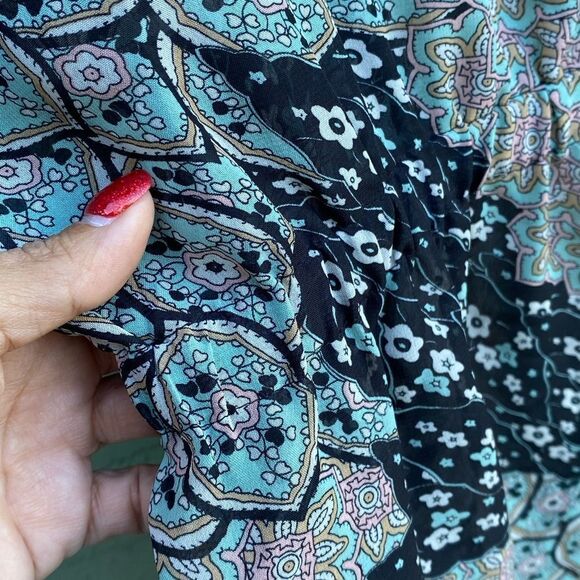 EUC BISOU BISOU Cinched Waist Round Neck Boho Tunic with Pocket Medium - Picture 4 of 7